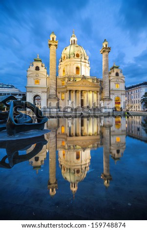 Baroque church Karlskirche in Vienna Austria.