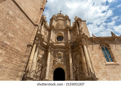 The baroque door of the Irons, which gives access to the Valencia Cathedral in Valencia, Spain on a sunny spring day. - Shutterstock ID 2155051207