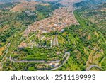 The baroque town of Ragusa Ibla in Sicily, Italy, Europe. Aerial drone photo