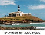 Barra Lighthouse (Farol da Barra) in Salvador, Brazil. It was built in 1698 and was the first lighthouse in the Americas. Its lamp was fueled by whale oil. The lighthouse was electrified in 1937. 