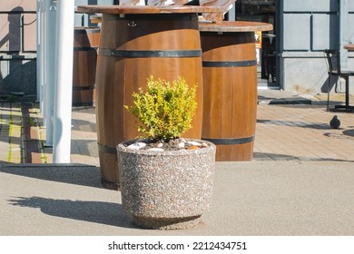 Barrels Used As Tables Outside Of A Restaurant. Cafe. Traditional. Community. Creativity. Dining. No People. Beer. Ideas. Fashionable. Outside. Service. Patio. Storage