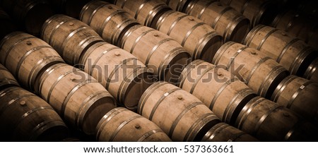 Barrels in Wine Cellar-Bordeaux Wineyard, France, Europe