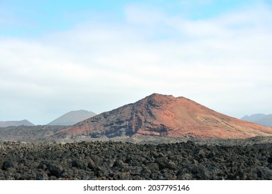 Barren volcanic landscape of Spanish canary island Lanzarote