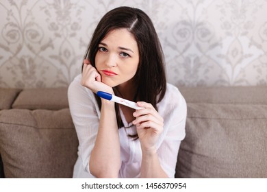 Barren Young Woman Sad When She Sees A Negative Pregnancy Test