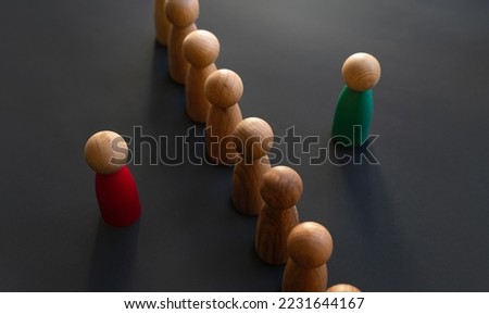Barrier between people. Hide behind others. Refusal to contact. Barrier to negotiations. Division, separation. Protagonist, antagonist, minions. Mediation and conflict resolution.