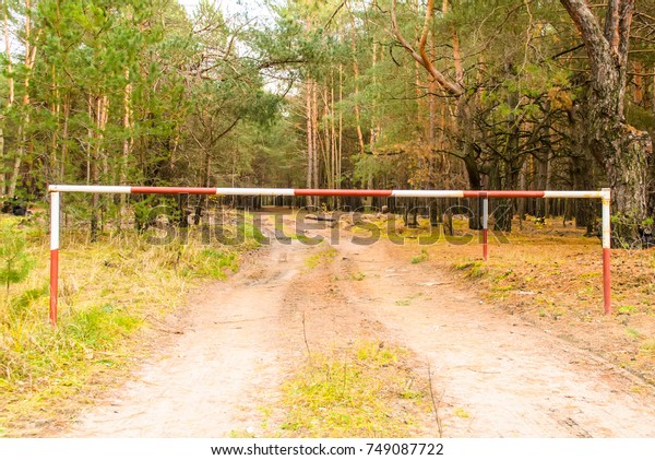 Barrier Enter Forest Red White Lobster Stock Photo Edit Now