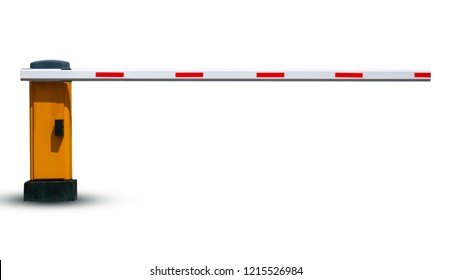 Barrier In The Parking Lot For Security On White Background  With Clipping Path