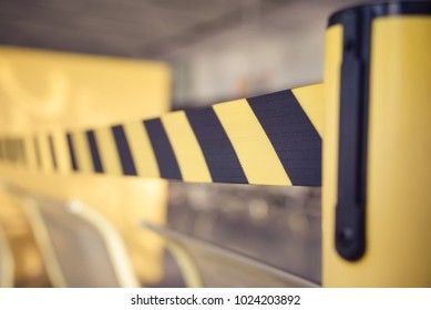 Barrier tape for no entry. Restricted area. Black And Yellow Lines. Do Not Cross, Danger, Do Not Enter - Shutterstock ID 1024203892