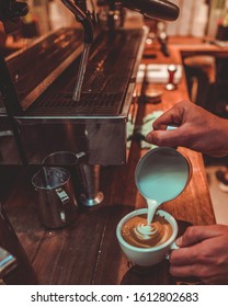 Barrista At Work, Making Dope Cups Of Coffee.