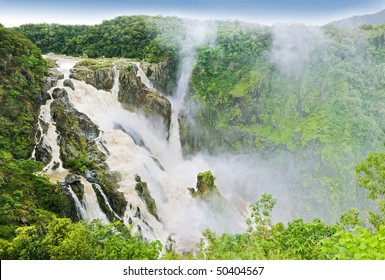 The Barron Falls - Massive Waterfall In Australia Surrounded By Tropical Rainforest