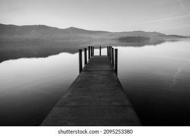 Barrow Bay Jetty On The Shores Of Derwentwater Near To Keswick In Cumbria