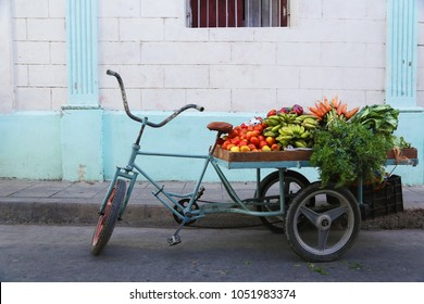 Barrow Of A Street Greengrocer In A Street Of Camaguey, Cuba