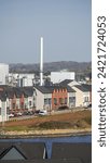 Barry, Vale of Glam, Wales Feb 02 2024: Looking down over the waterfront from Barry Island.New build homes and apartments built on disused dock land have transformed the site from industrial to urban.