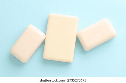 Bars of soap on a blue background