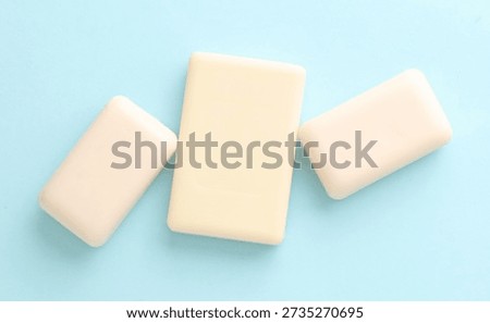 Bars of soap on a blue background