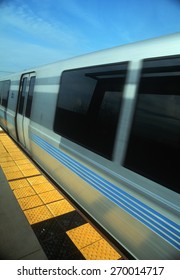 Bart Metro Rail Car From Platform In San Francisco, California