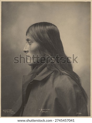 Bartelda, Apache by Adolph F Muhr and Frank A Rinehart. Vintage black and white photography of a man.