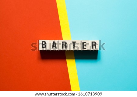 Barter word concept on cubes