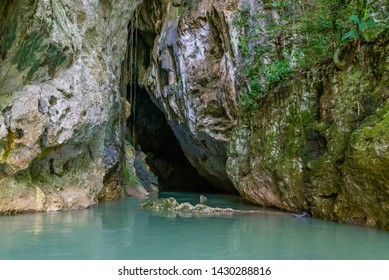 The Barton Creek Cave Entrance, Belize For Canoe Tours Into The Deep Cave System