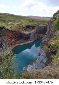 Basalt Column Canyon In Iceland.