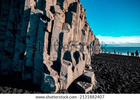 Basalt Columns at Black sand beach Reynisfjara Iceland