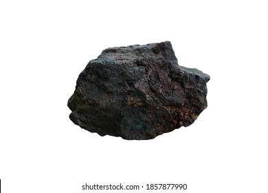 Basalt Is A Mafic Extrusive Igneous Rock Isolated On White Background.