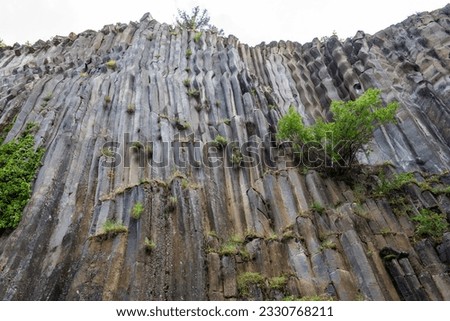 Basalt Rocks in Boyabat District. Sinop, Turkey. Volcanic rock outcrops in the form of columnar basalt located in Sinop. Basalt Rocks Nature Monument.