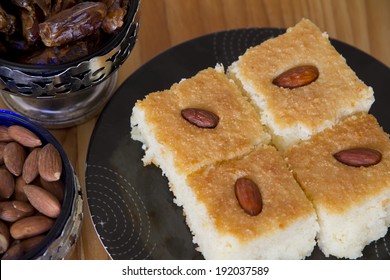 Basbousa With Almonds, Dates