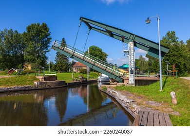 Bascule bridge open up in gota canal, Sweden