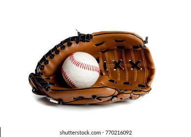 Base Ball Glove In A Studio Setting Over White