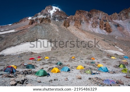 Base camp at Bethlemi hut below Mount Kazbek.