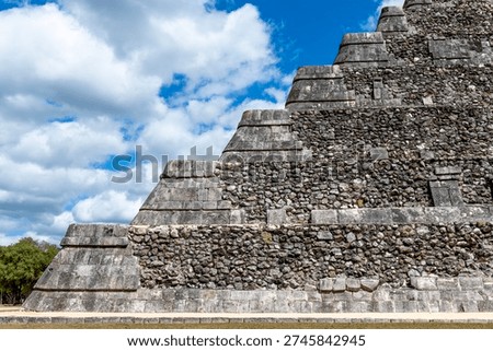 Base of the Kukulkan pyramid, Chichen Itza, Yucatan, Mexico.