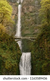 The Base of Oregon's Multnomah Falls on a Sunny Day