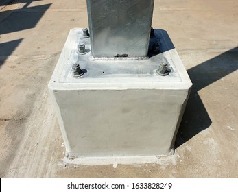 Base Plate Connection For Steel Structure Of Solar Carport.
