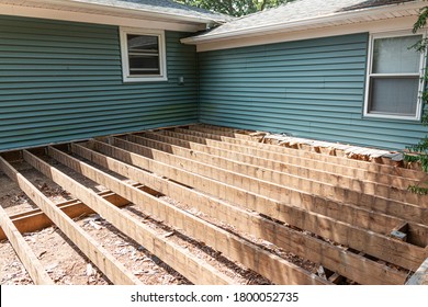 The Base Is Set For A New Deck To Get Composite Meterial Installed In A Backyard.