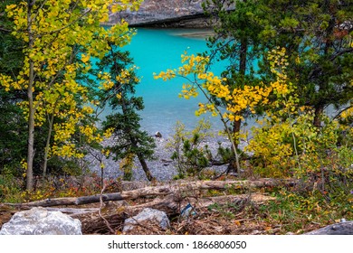 Base Of Widow Maker Rapids Through The Fall Colours. Bow Valley Wilderness Area, Alberta, Canada