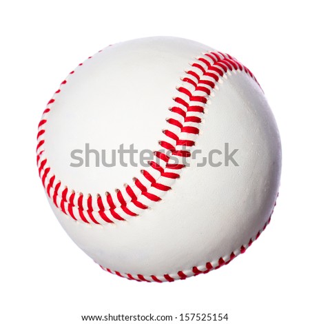 baseball ball Isolated on a white background with red stitches