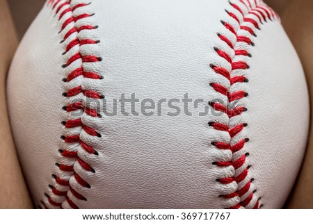 Baseball Ball, Standard Ball. Close up Macro Selective Focus. Concept and Idea of Sport, Recreation and Outdoor Activity. Background, Wallpaper and Textures.