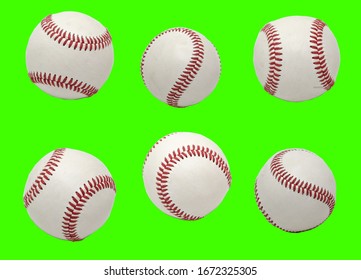 Baseball Ball In Varieties Point Of View With Green Screen Background .For Video Editor.