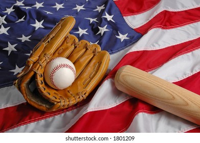 Baseball, bat and glove symbolizing the American Pastime - Powered by Shutterstock