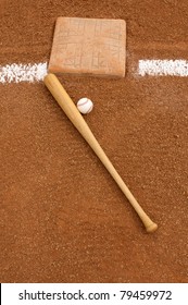 Baseball & Bat near Third Base