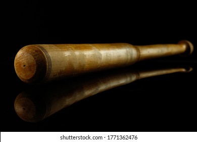 Baseball Bat. Professional Sport Equipment Isolated On Black Studio Background. Concept Of Sport, Leadership, Competition, Healthy Lifestyle In Motion And Action, Training. Close Up, Copyspace.