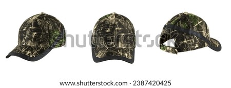 Baseball cap from different sides. Mockup for design creation. Isolate on abel background.