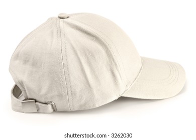 Baseball cap from  jeans fabric isolated on white background