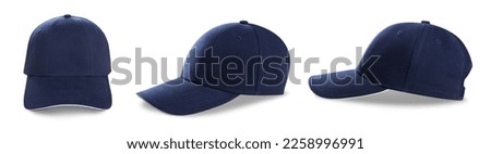 Baseball cap mockup isolated on white background. Set