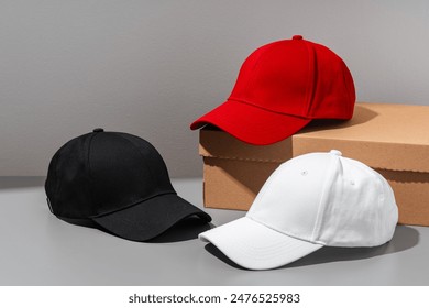 Baseball cap on gray background studio shot