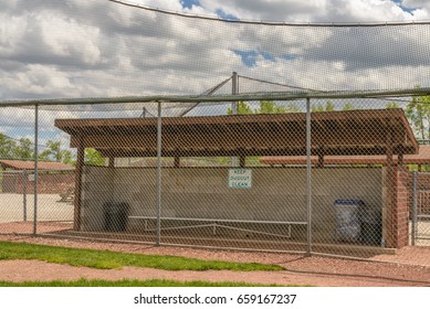 Baseball dugout on a summer day