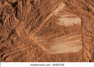 Baseball Field At Home Plate With Residual Slide Marks