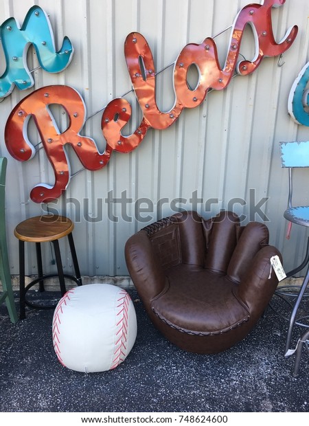 Baseball Glove Chair Baseball Ottoman Close Stock Photo Edit Now