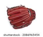 Baseball gloves and balls on white background